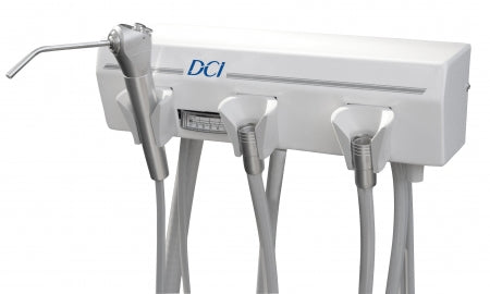 Dental DCI Alternative Arm Mounted Manual Control, 1 Wet & 1 Dry w/Tray & White Flex Arm PN 4128